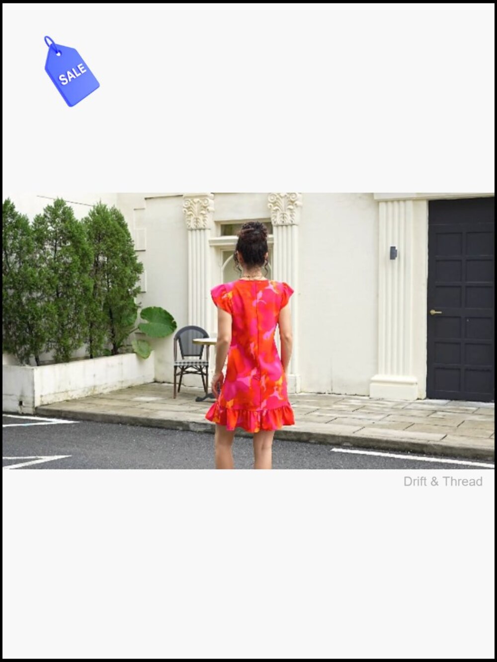 V-Neck Cap Sleeve Ruffle Hem Smock Short Casual Beach Dress - Picture 6 of 7